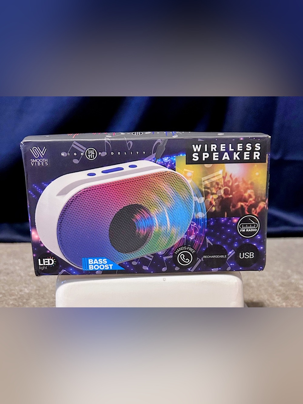 Wireless Portable Speaker - White with RGB LED